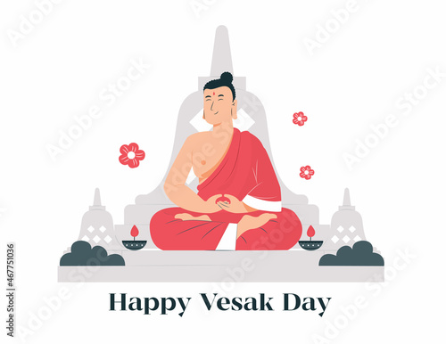 Vesak day with buddha for background