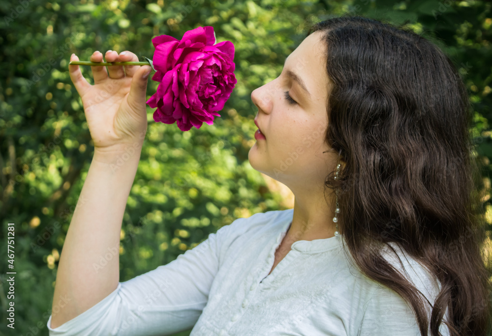 Fototapeta premium girl and peony