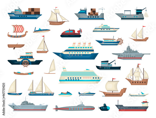 Vector collection of water transport.