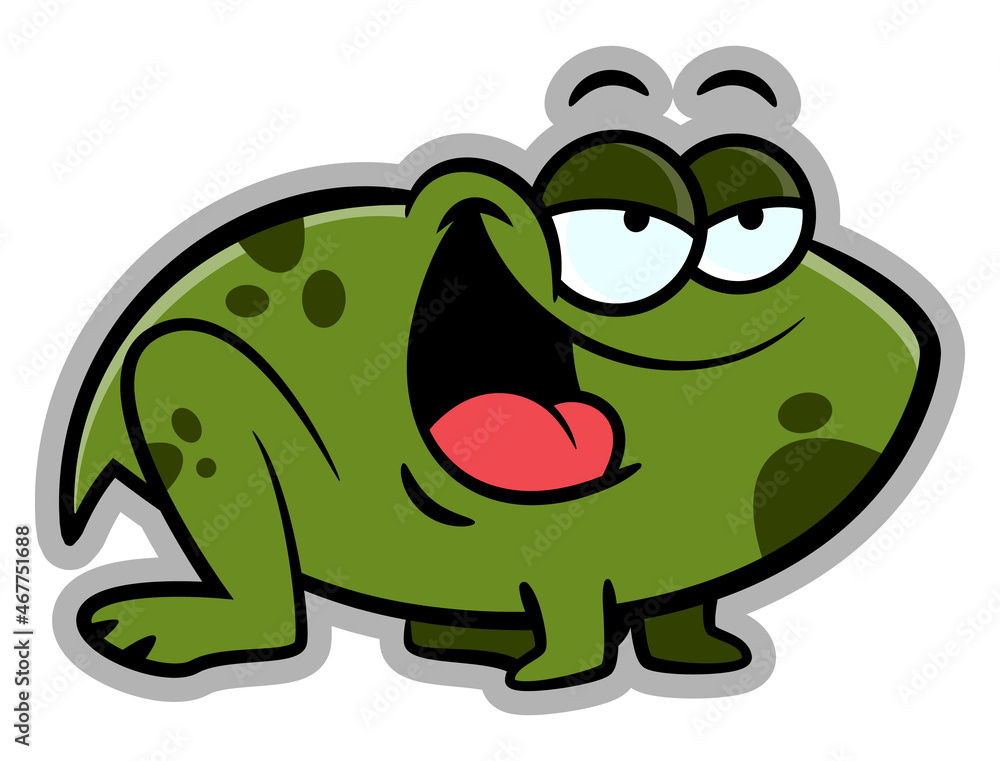 Cartoon illustration of Big Fat Green Frog happy and smile, best for