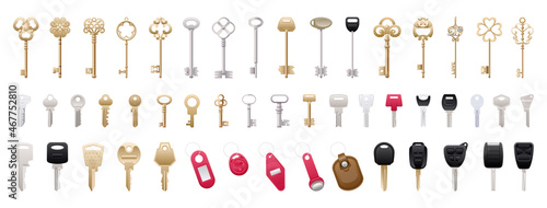 Vector collection of realistic keys.