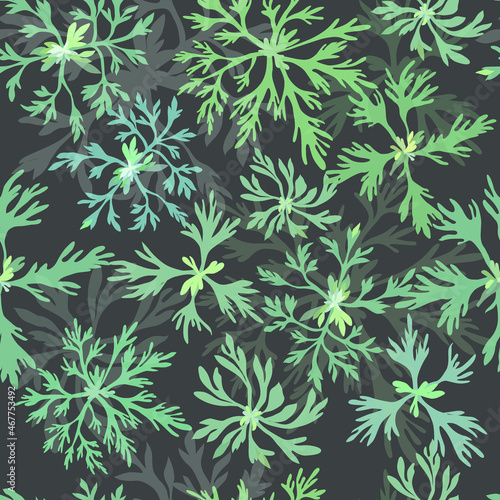 Seamless Pattern with a Colored Wormwood leaves