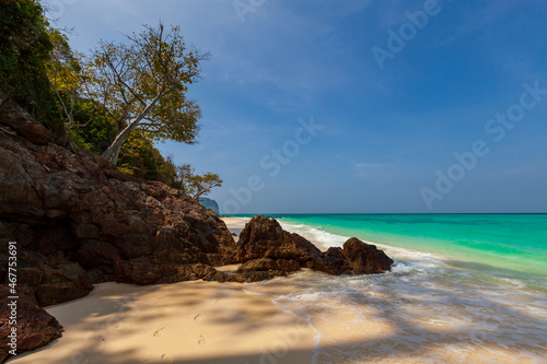 View of tropical beach in Thailand.
