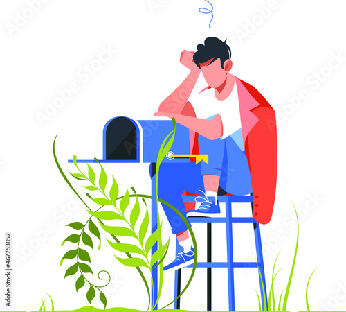man waiting mail