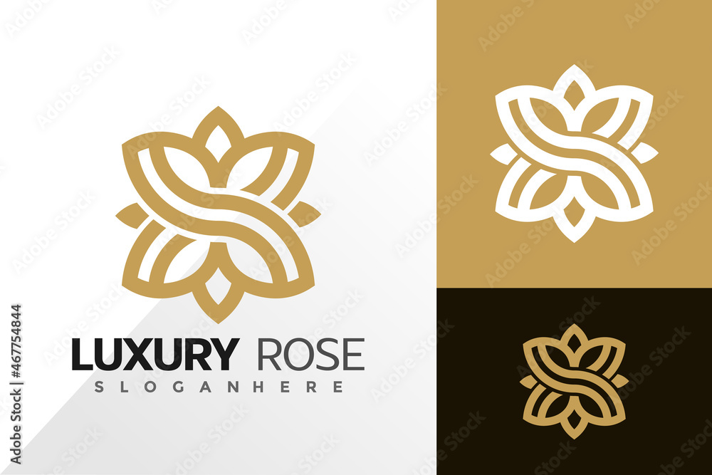 Luxury rose logo vector design. Abstract emblem, designs concept, logos, logotype element for template