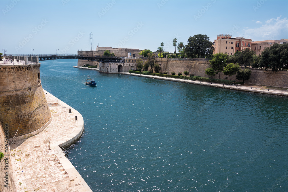 The swing bridge of Taranto that separates the new city from the old village