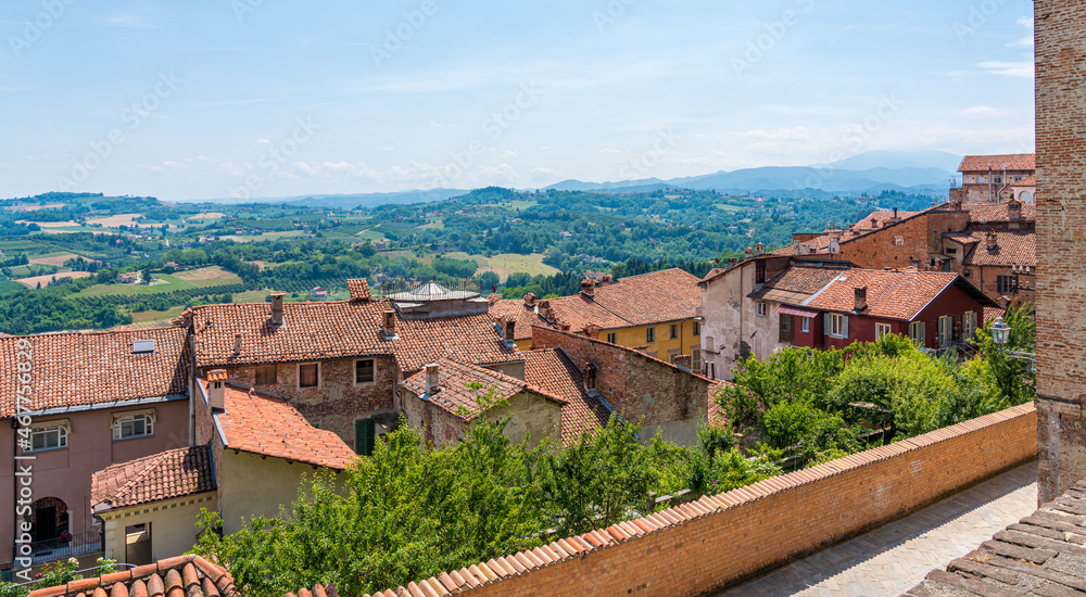 Panoramic view from Mondovì old town, in the province of Cuneo, Piedmont, northern Italy.