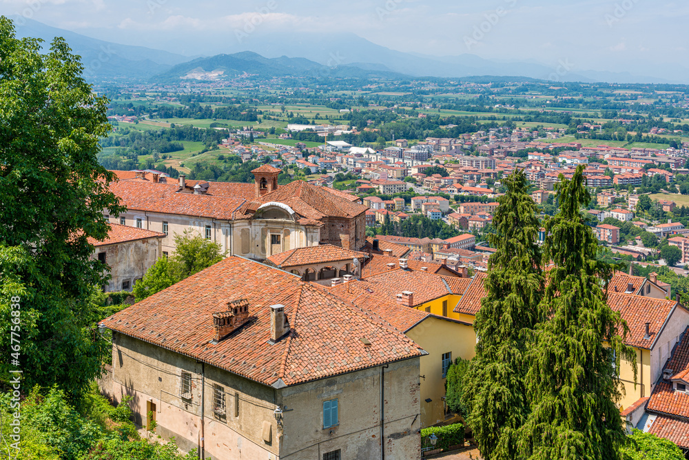 Panoramic view from Mondovì old town, in the province of Cuneo, Piedmont, northern Italy.