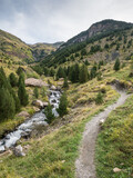 Three Waterfall Hiking Trail, near Cerler, Ribagorza, Huesca, Aragon, Spain