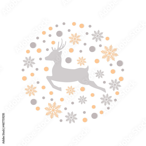 Christmas background, deer with snowflakes
