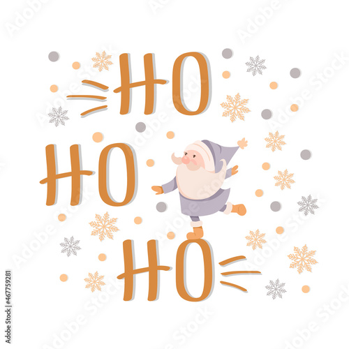 Lettering Christmas Ho-Ho-Ho and Santa