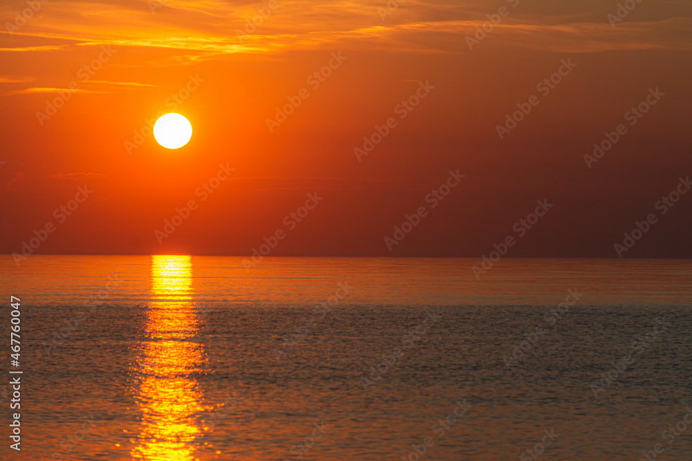 Fiery sunset on the sea