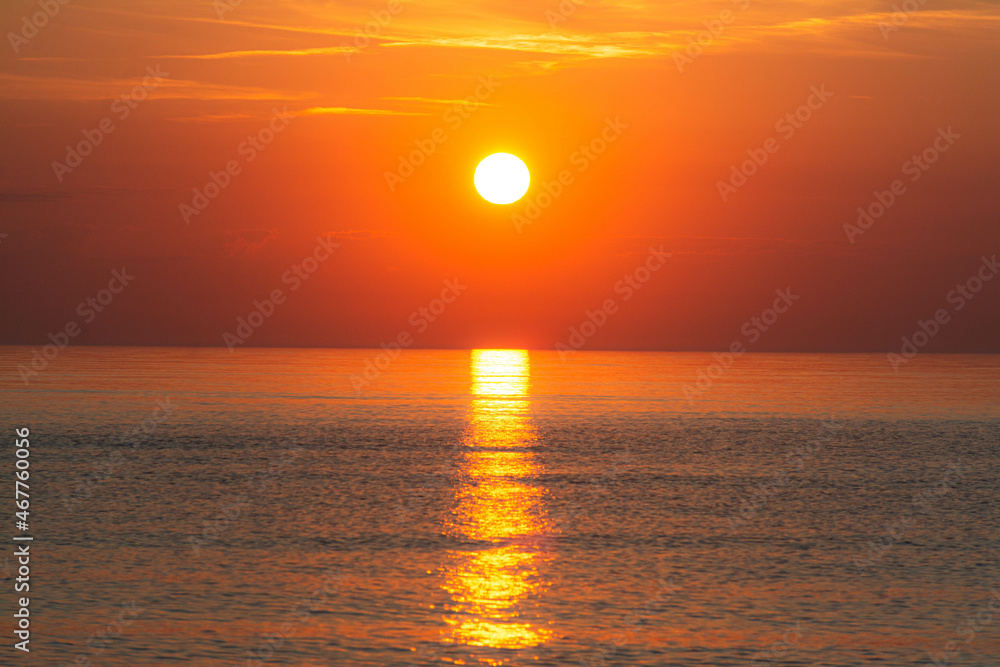 Fiery sunset on the sea