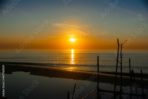 Fiery sunset on the sea