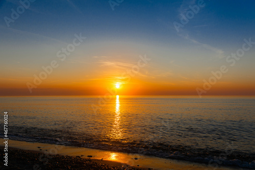 Fiery sunset on the sea