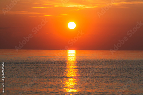 Fiery sunset on the sea