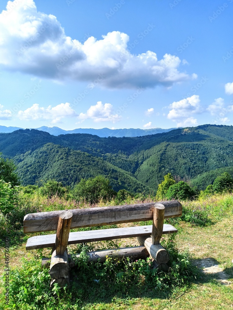 bench in the mountains