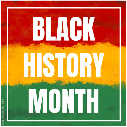 Black History Month banner. Pan African flag artistic hand drawn grunge paint background for banner, postcard, flyer vector design