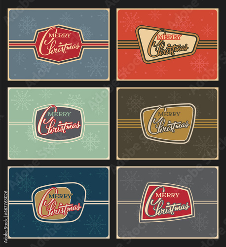 Merry Christmas Greeting Cards Mid Century Modern Style 