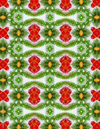 Simple Christmas Seamless Pattern with Geometric Motifs