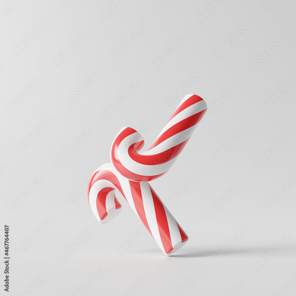 Obraz premium Candy canes on bright white background. Minimal concept. 3d rendering