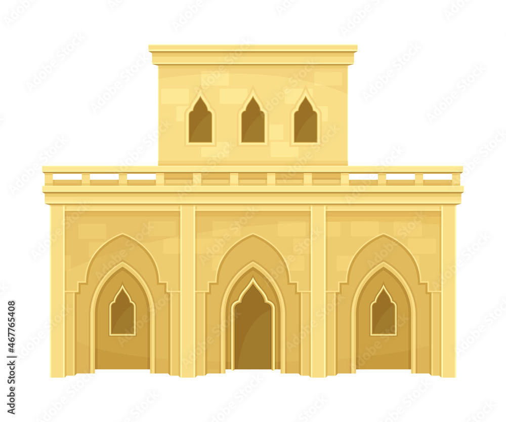 Fototapeta premium Arab desert mud house. Middle East traditional building vector illustration