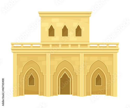Arab desert mud house. Middle East traditional building vector illustration