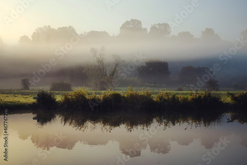 Mist on the River Wey, Godalming, Surrey, UK