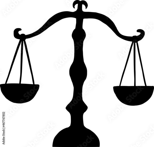 Libra zodiac sign symbol on the white isolated background. Vector scales silhouette.