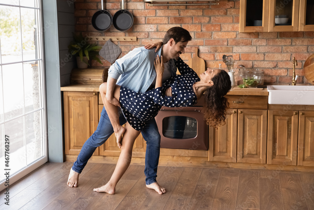 It takes two to tango. Barefoot millennial spouses dancing partners