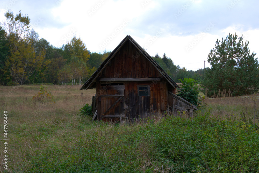 Autumn day. The hut on the edge of the forest. Autumn day. The hut on the edge of the forest.