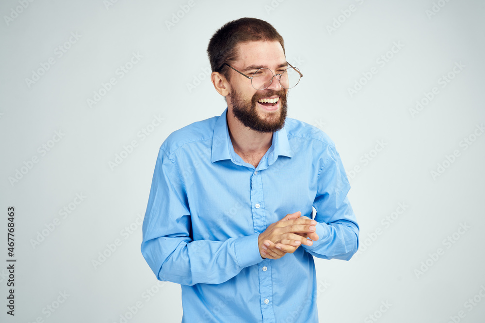 emotional male manager and no shirt hands professional lifestyle