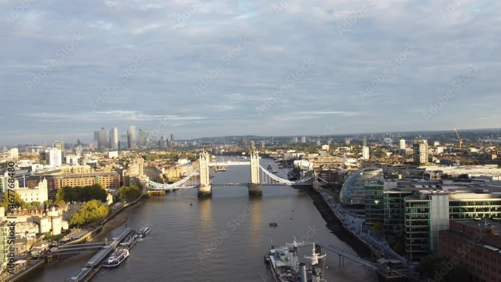 London Tower Bridge shot taken in autumn 2021 above the Thames London Tower Bridge shot taken in autumn 2021 above the Thames
