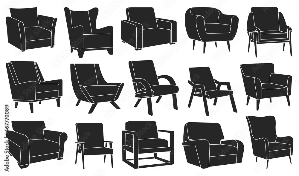 Home armchair vector black set icon. Vector illustration comfortable chair on white background. Isolated black set icon home armchair. Home armchair vector black set icon. Vector illustration comfortable chair on white background. Isolated black set icon home armchair.