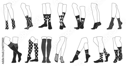 Woman stocking vector black set icon. Vector illustration fashion sock on white background. Isolated black set icon woman stocking.