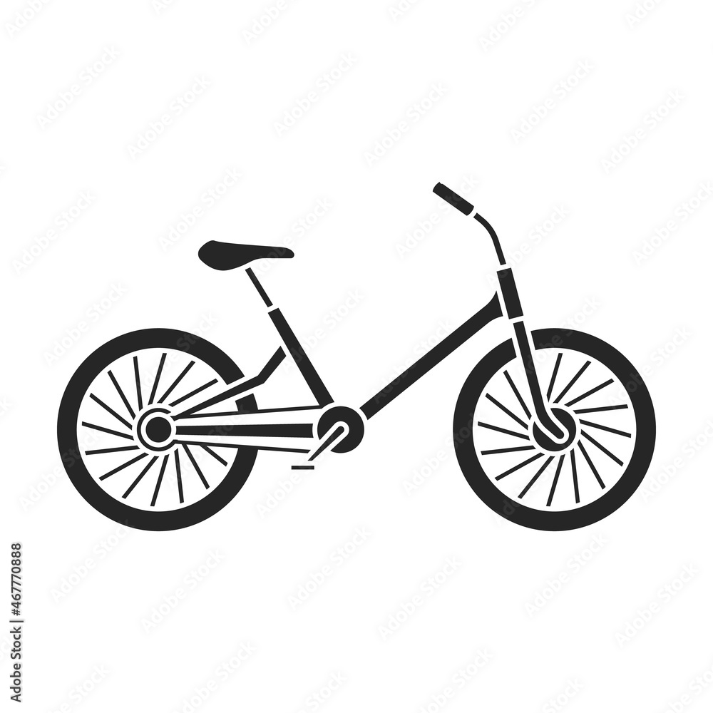 Child bicycle isolated black icon. Vector illustration children bike on white background. Vector black icon child bicycle.