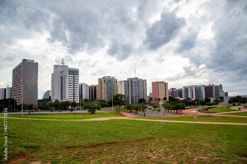 Brasília DF, Brazil, November 7, 2021: Hotel sector near the TV Tower, with the city park in the background, in the central region of the city of Brasília. General vision © Adilson