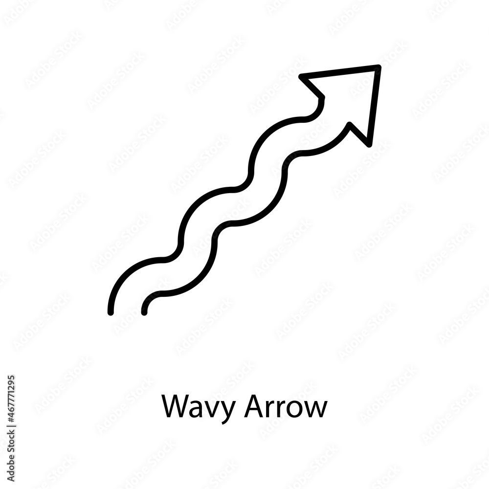 Wavy Arrow Trendy solid icon isolated on white and blank background for your design Wavy Arrow Trendy solid icon isolated on white and blank background for your design
