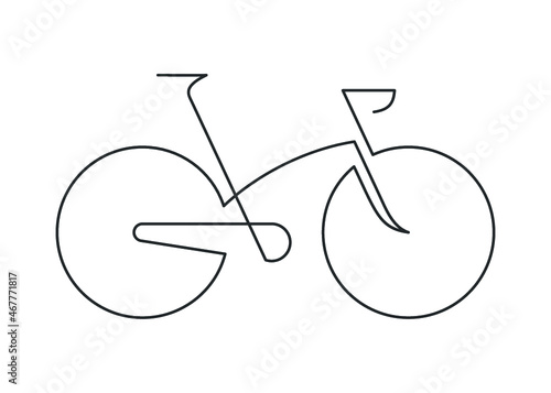 Continuous line drawing of sport bicycle on a white background. Vector illustration