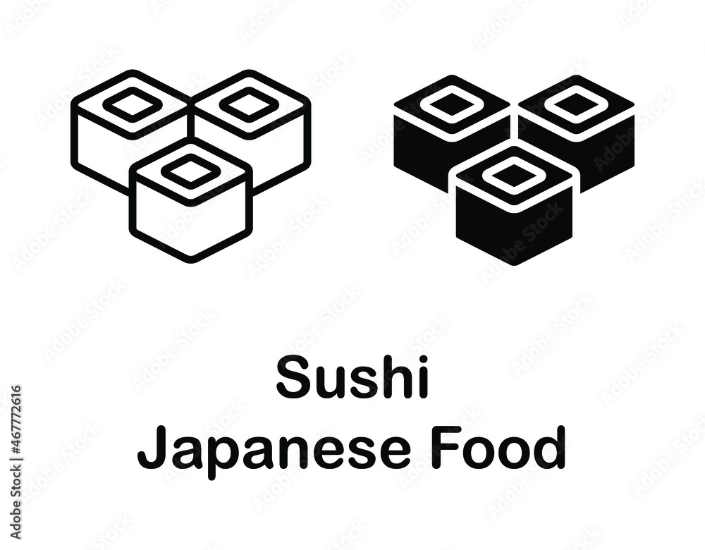 Sushi roll flat line icon. Japanese food. Outline sign for mobile concept and web design, store Sushi roll flat line icon. Japanese food. Outline sign for mobile concept and web design, store