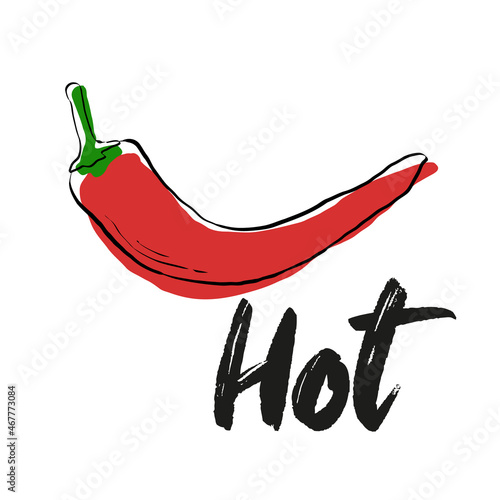 Red hot peppers.
chili peppers isolated on white background. Hand drawing. Set.