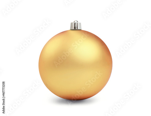 Golden christmas bauble isolated.,new year holiday fir tree ball decor.