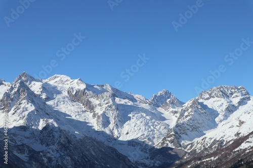 snow covered mountains in winter