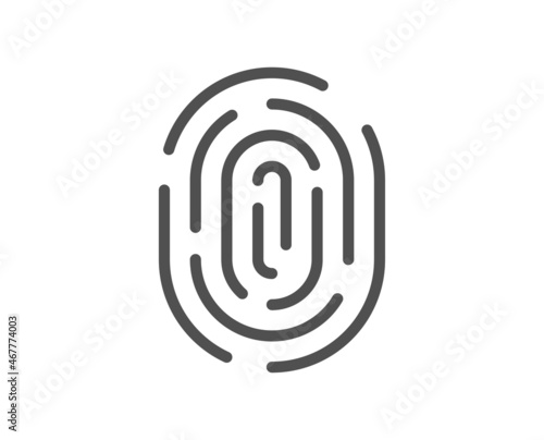 Fingerprint line icon. Finger print scan sign. Biometric identity symbol. Quality design element. Linear style fingerprint icon. Editable stroke. Vector
