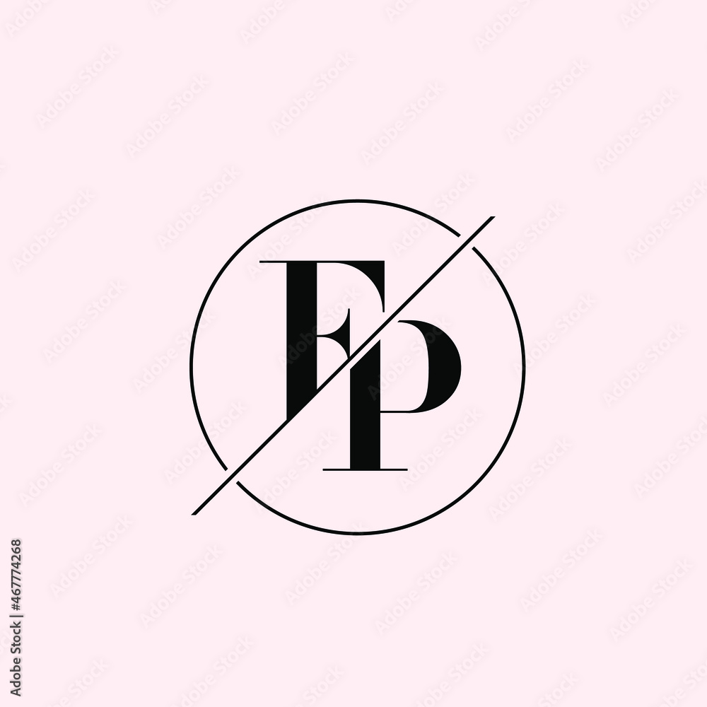 FP monogram logo.Typographic signature icon.Letter f and letter p.Lettering sign isolated on light fund.Wedding, fashion, beauty serif alphabet initials.Elegant, luxury style circle emblem. FP monogram logo.Typographic signature icon.Letter f and letter p.Lettering sign isolated on light fund.Wedding, fashion, beauty serif alphabet initials.Elegant, luxury style circle emblem.