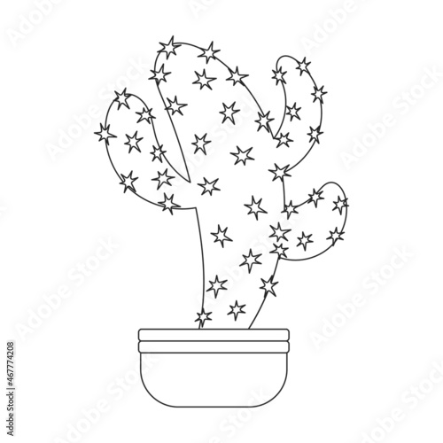 Houseplant cacti vector outline icon. Vector illustration cactus on white background. Isolated outline illustration icon houseplant cacti.