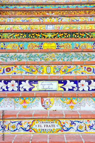 Deruta, detail of the ceramic staircase, entrance to the town
