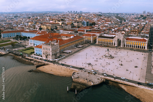 Aerial view of Praca do Comercio in Lisbon, Portugal photo