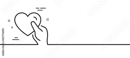 Hold heart line icon. Friends love sign. Friendship hand symbol. Minimal line illustration background. Hold heart line icon pattern banner. White web template concept. Vector