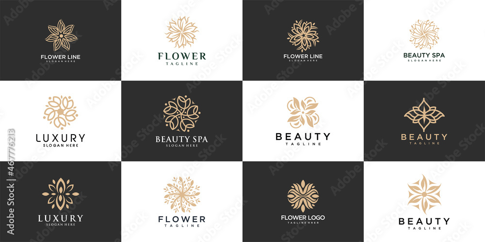 Flower ornament logo and icon set. Collection of abstract beauty flower logo designs. Flower ornament logo and icon set. Collection of abstract beauty flower logo designs.